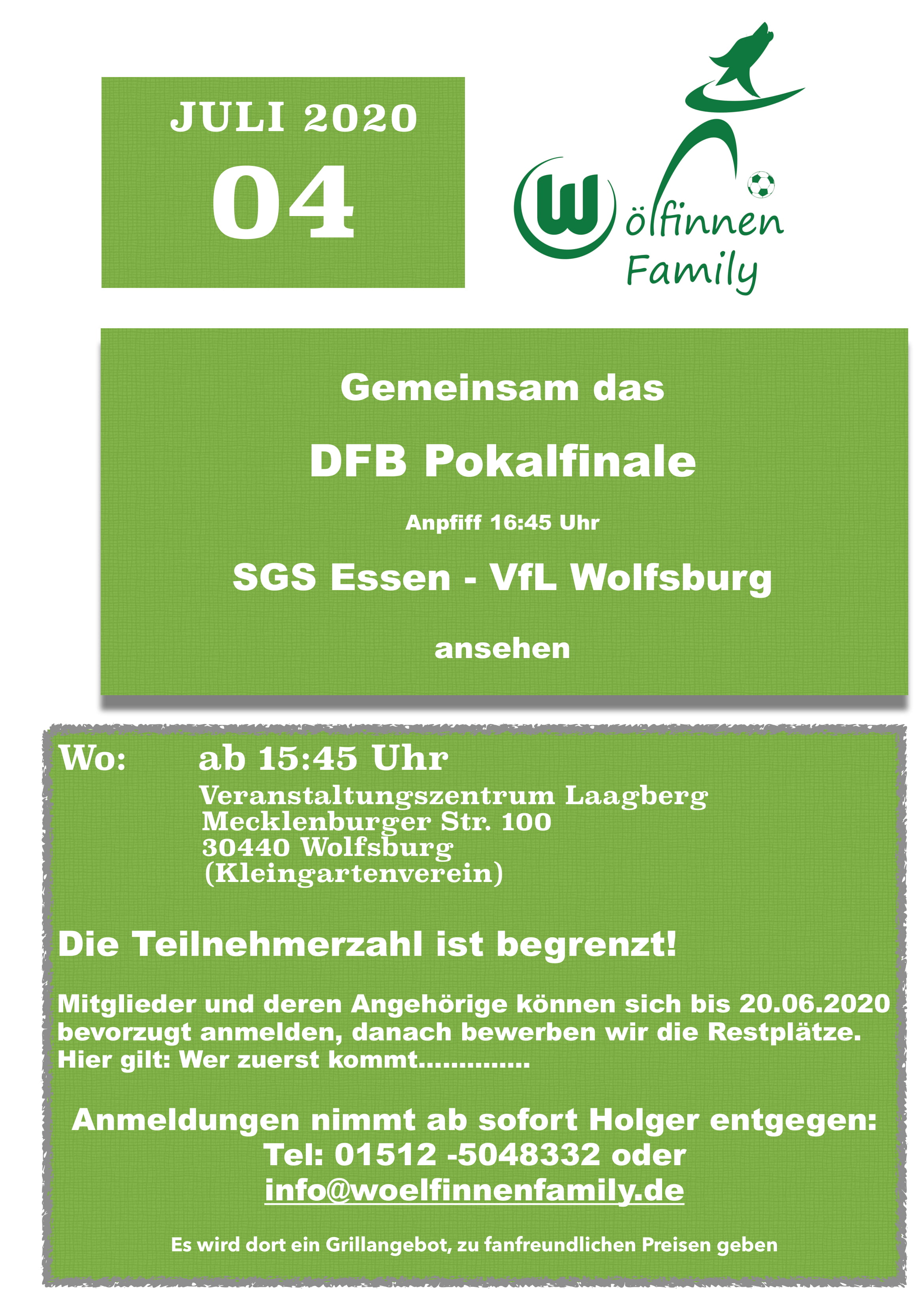 Gemeinsam das Pokalfinale SGS Essen – VfL Wolfsburg 04.07.2020 – 16:45 Uhr sehen