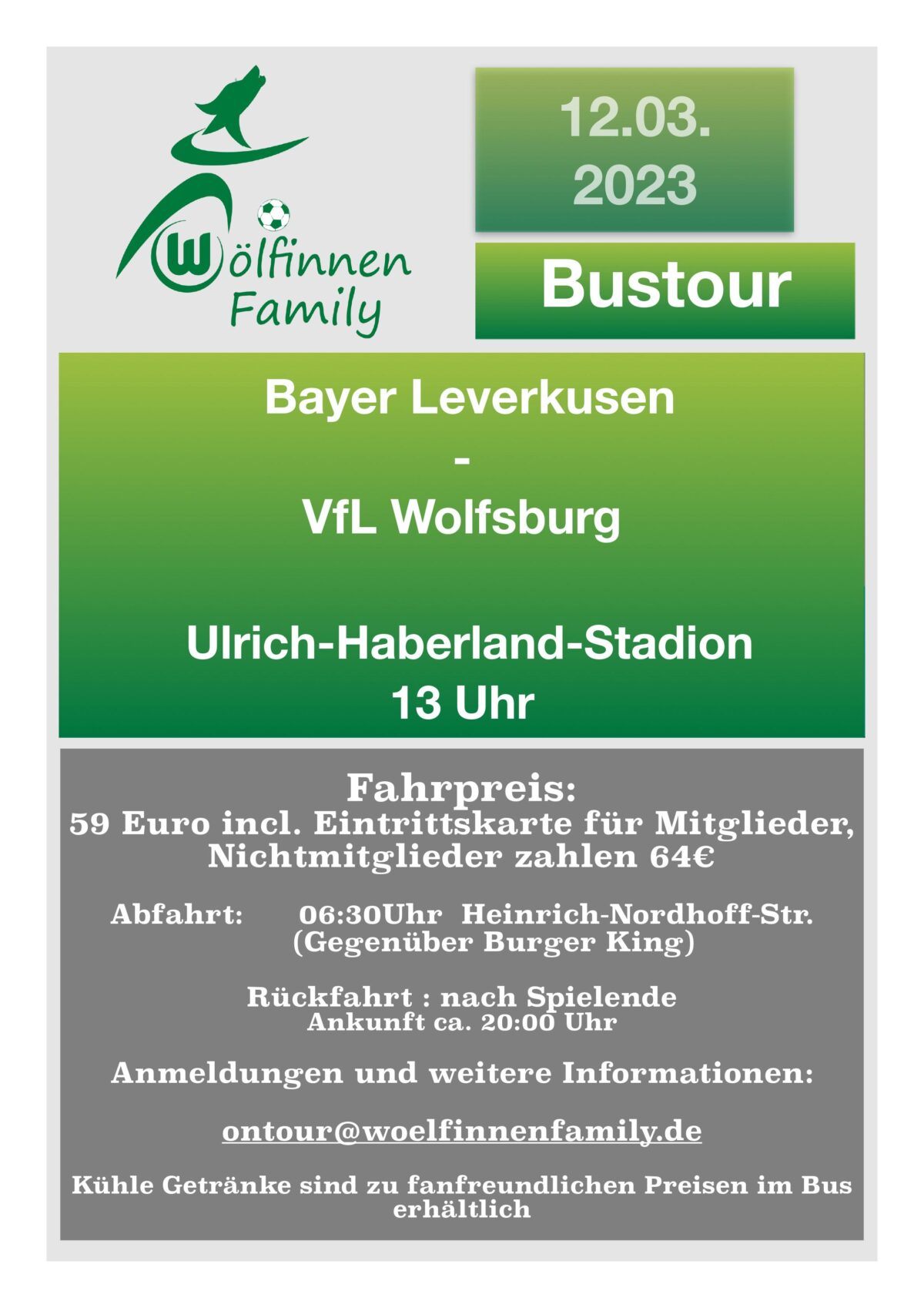 Bustour: Leverkusen – VfL Wolfsburg 12.03.23